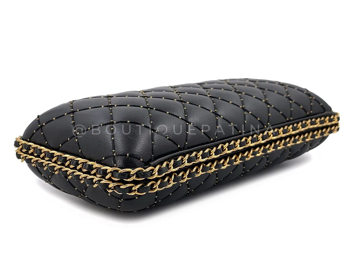 Chanel 2021 Stud Motif CC Chain Around Evening Quilted Clutch Bag