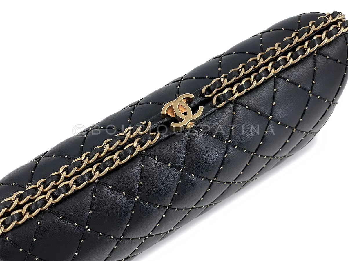 Chanel 2021 Stud Motif CC Chain Around Evening Quilted Clutch Bag