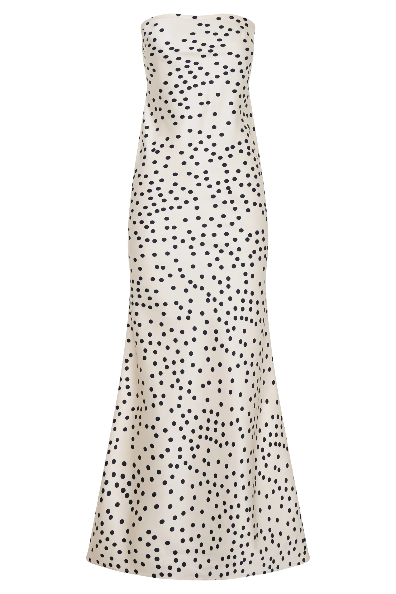 Claudette Strapless Satin Maxi Dress - Polka Dot Print