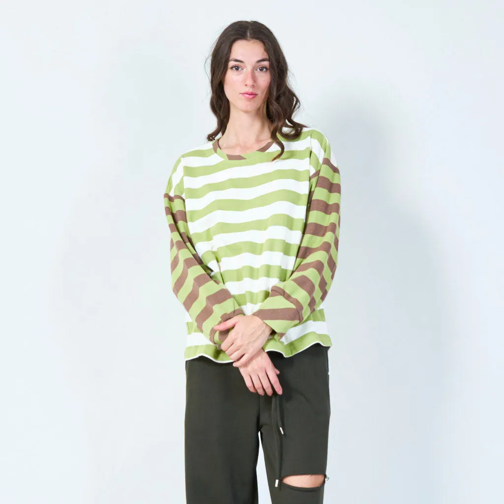 Color-blocked striped long-sleeve top wholesale