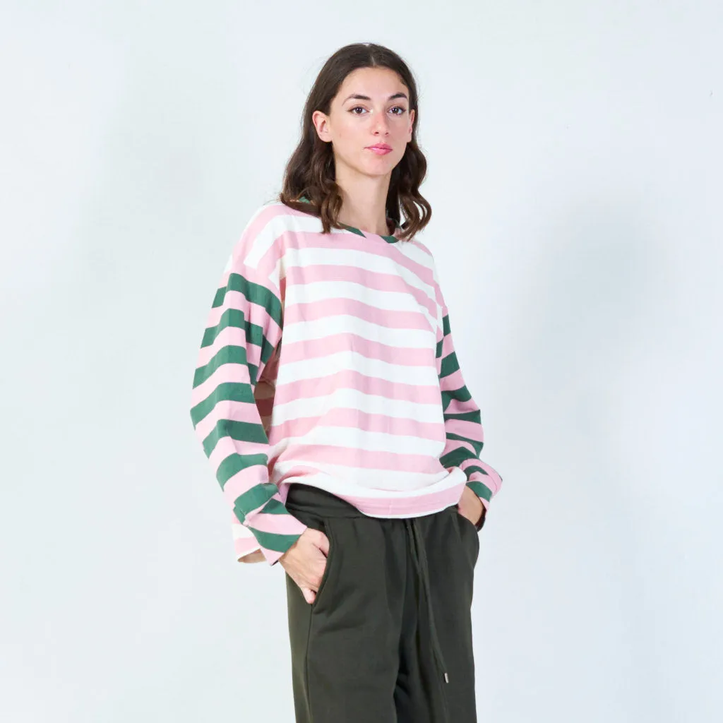 Color-blocked striped long-sleeve top wholesale