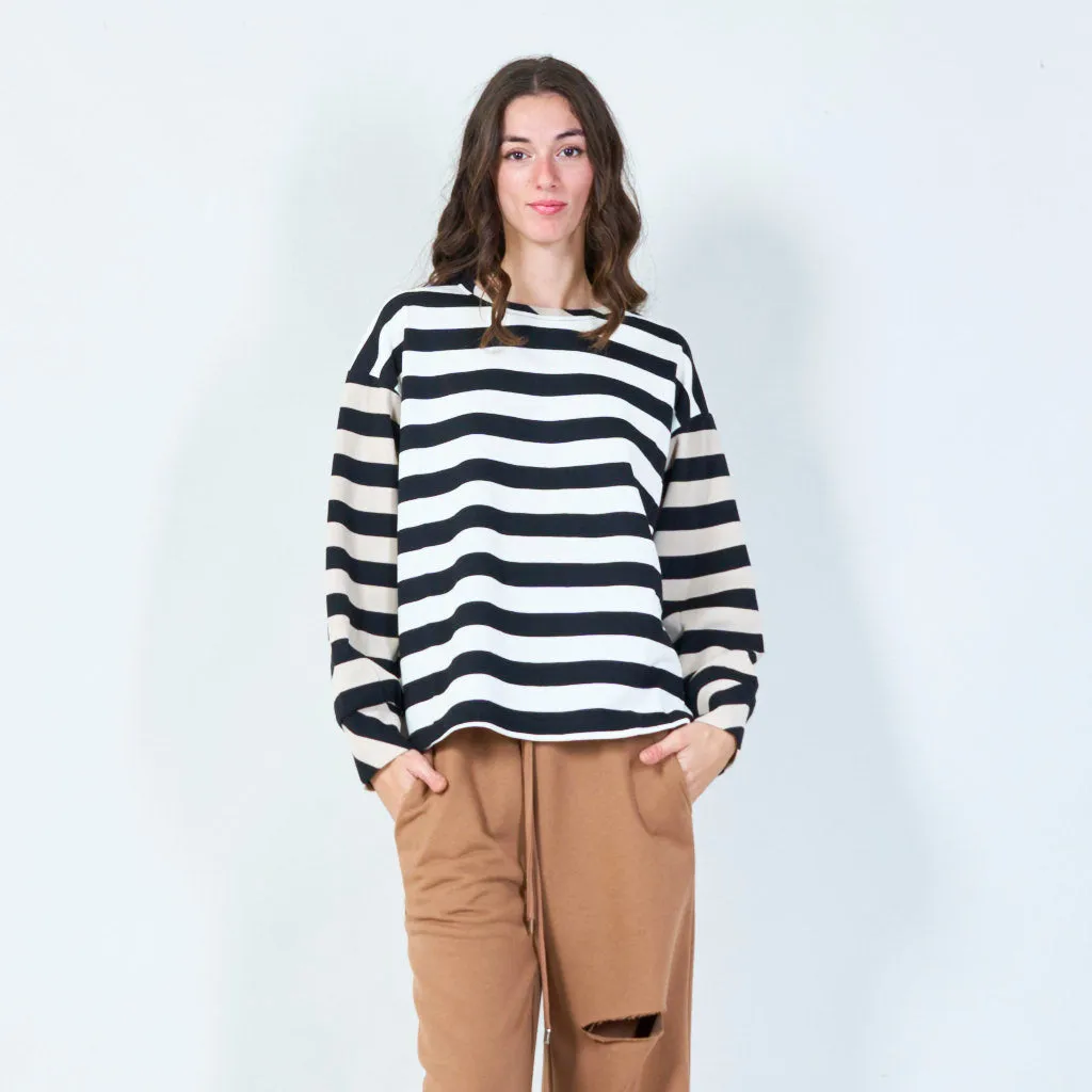 Color-blocked striped long-sleeve top wholesale