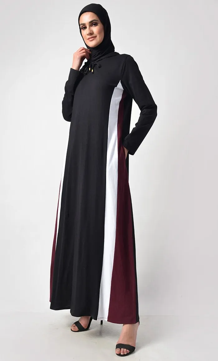 Colorblocked Everyday Jersey Abaya With Pockets