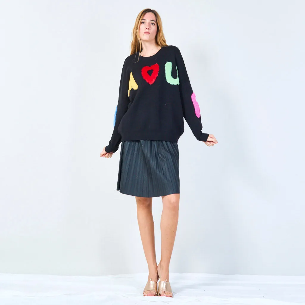 Colorful letter applique sweater wholesale