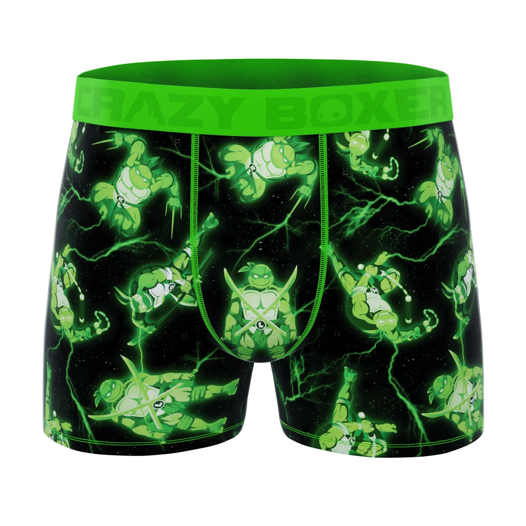 CRAZYBOXER Ninja Turtles Green Power Skateboard Men's Boxer Briefs (2 pack)