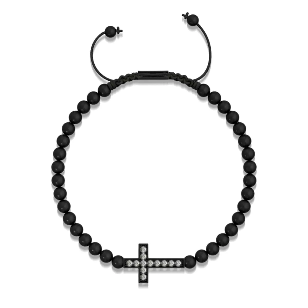 Crystal Cross | Gunmetal | Black | Macrame Charmballa Bracelet