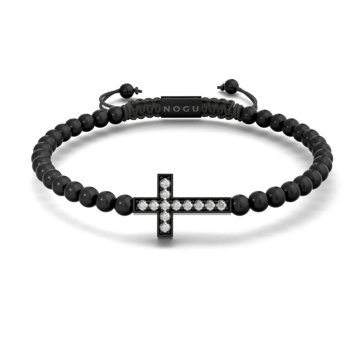 Crystal Cross | Gunmetal | Black | Macrame Charmballa Bracelet