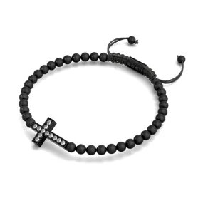 Crystal Cross | Gunmetal | Black | Macrame Charmballa Bracelet