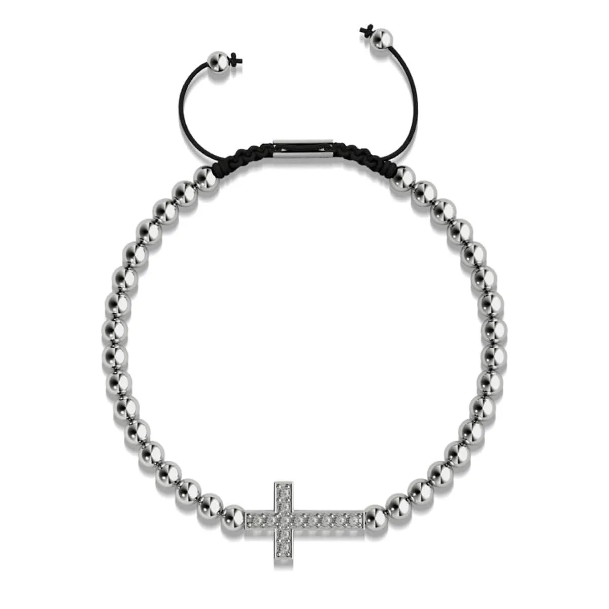 Crystal Cross | Silver | Black | Macrame Charmballa Bracelet