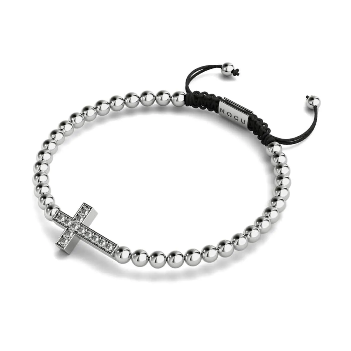 Crystal Cross | Silver | Black | Macrame Charmballa Bracelet