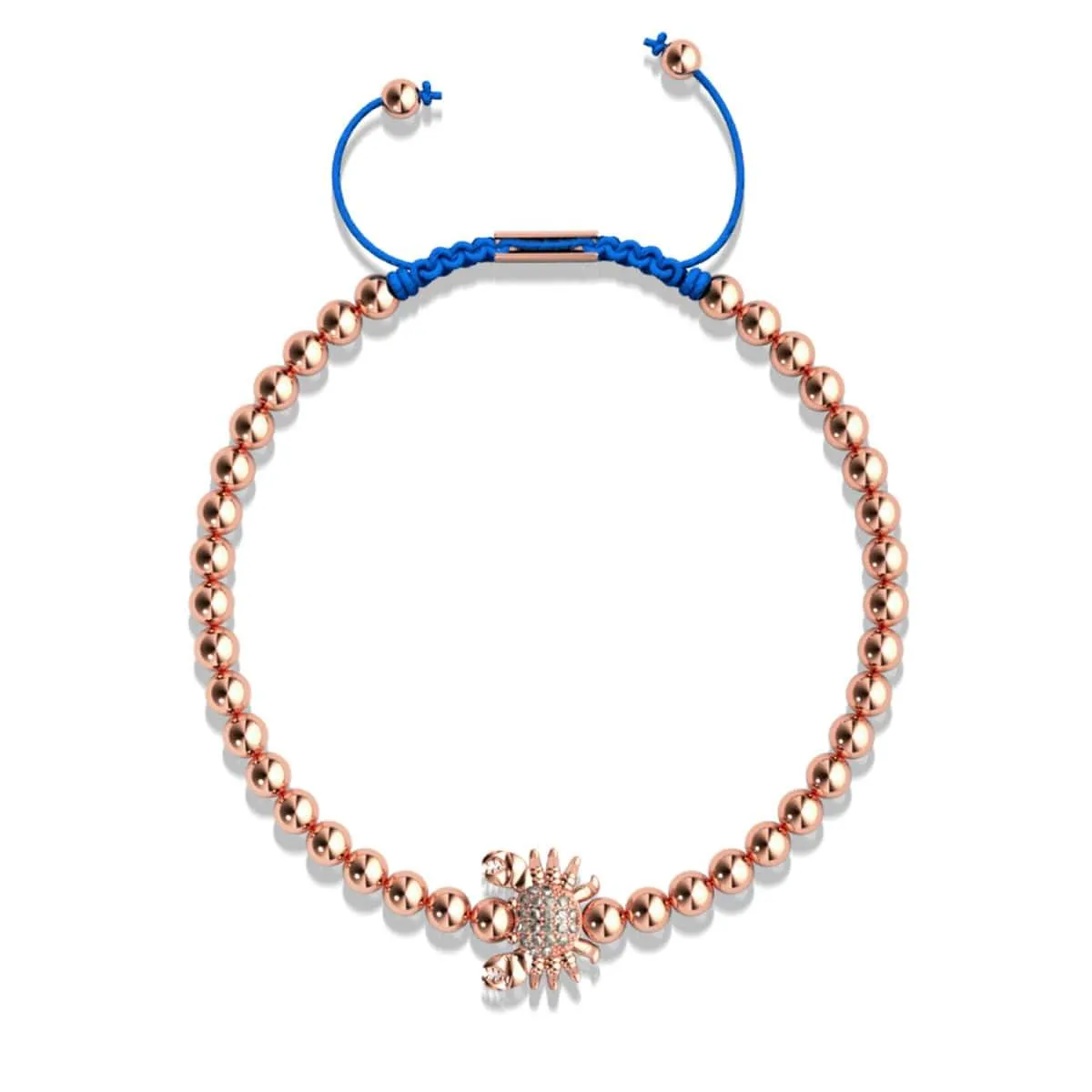 Crystal Sea Crab | 18k Rose Gold | Blue | Macrame Charmballa Bracelet