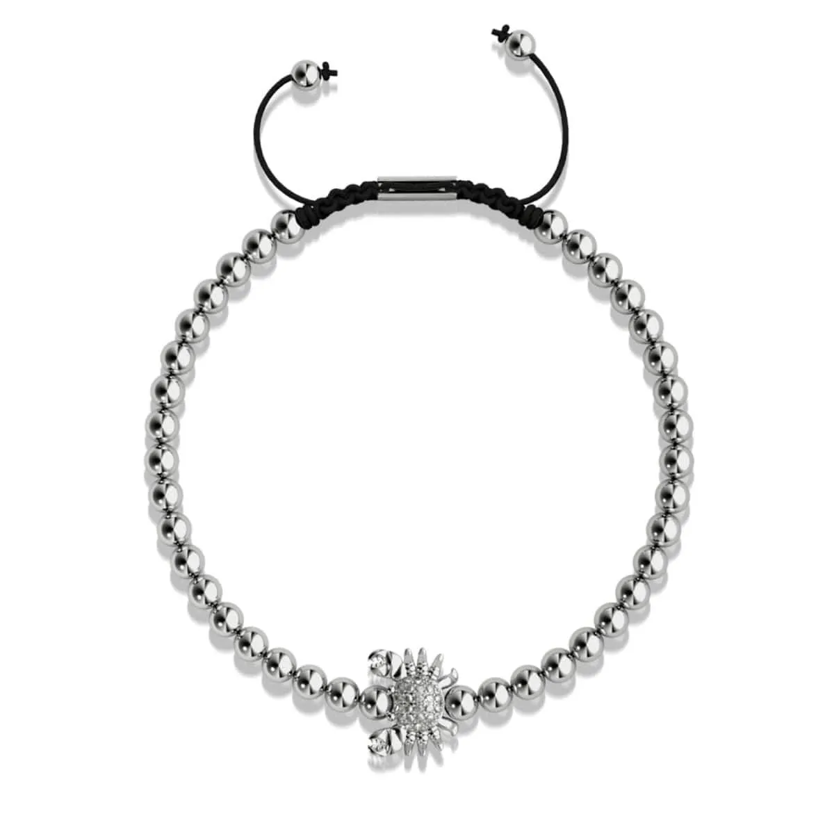 Crystal Sea Crab | Silver | Black | Macrame Charmballa Bracelet