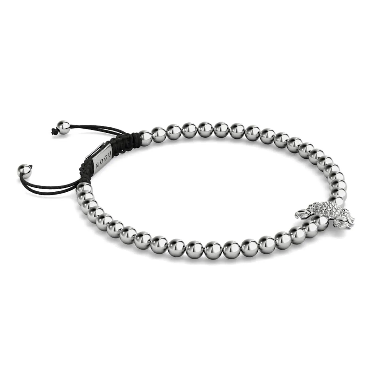 Crystal Sea Crab | Silver | Black | Macrame Charmballa Bracelet