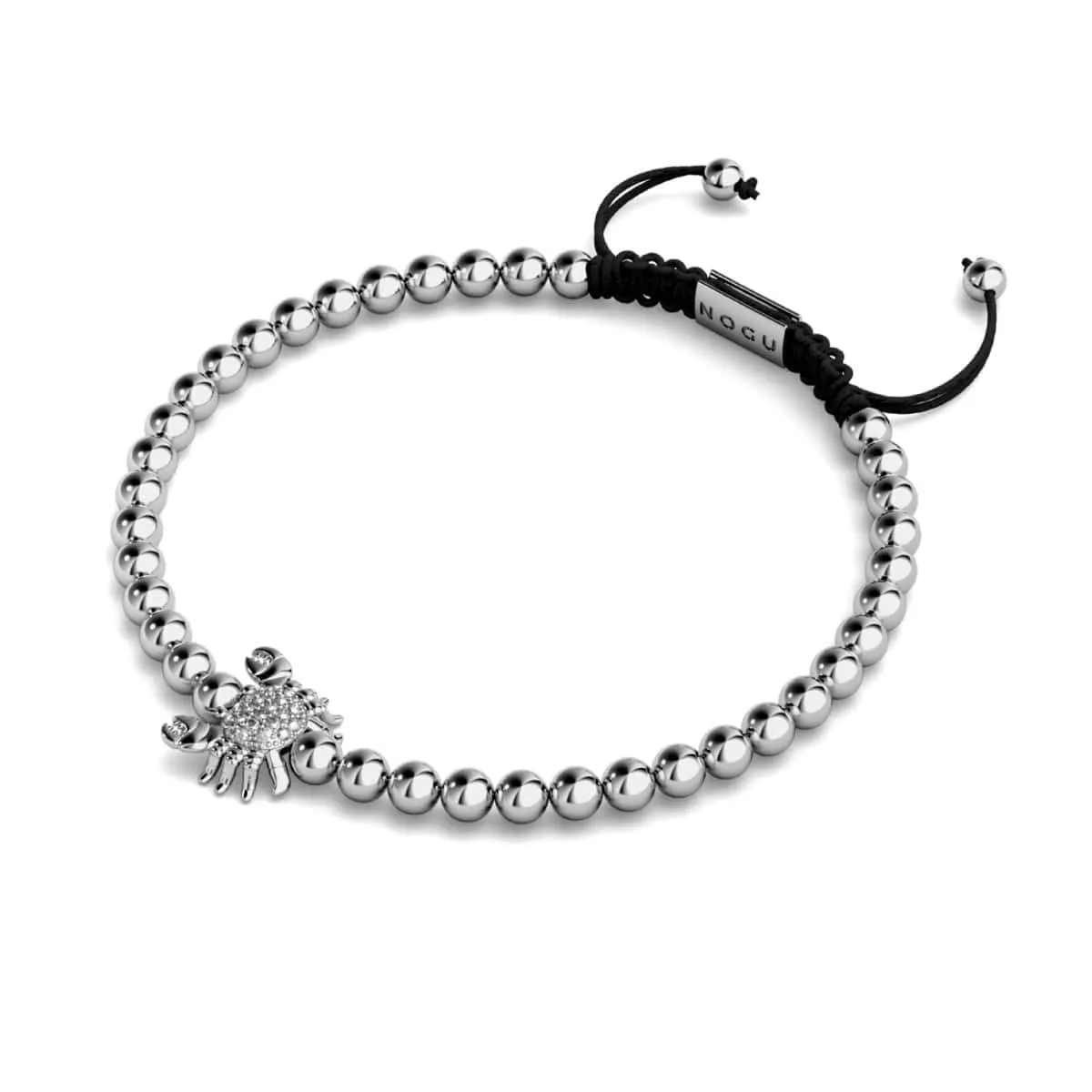 Crystal Sea Crab | Silver | Black | Macrame Charmballa Bracelet