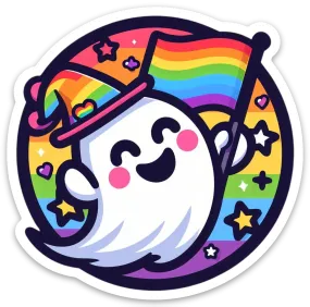 Cute Ghost Flag Spooky Pride Sticker