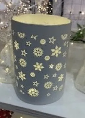 Cylinder White 15cm Snowflake Star Cutout Lantern