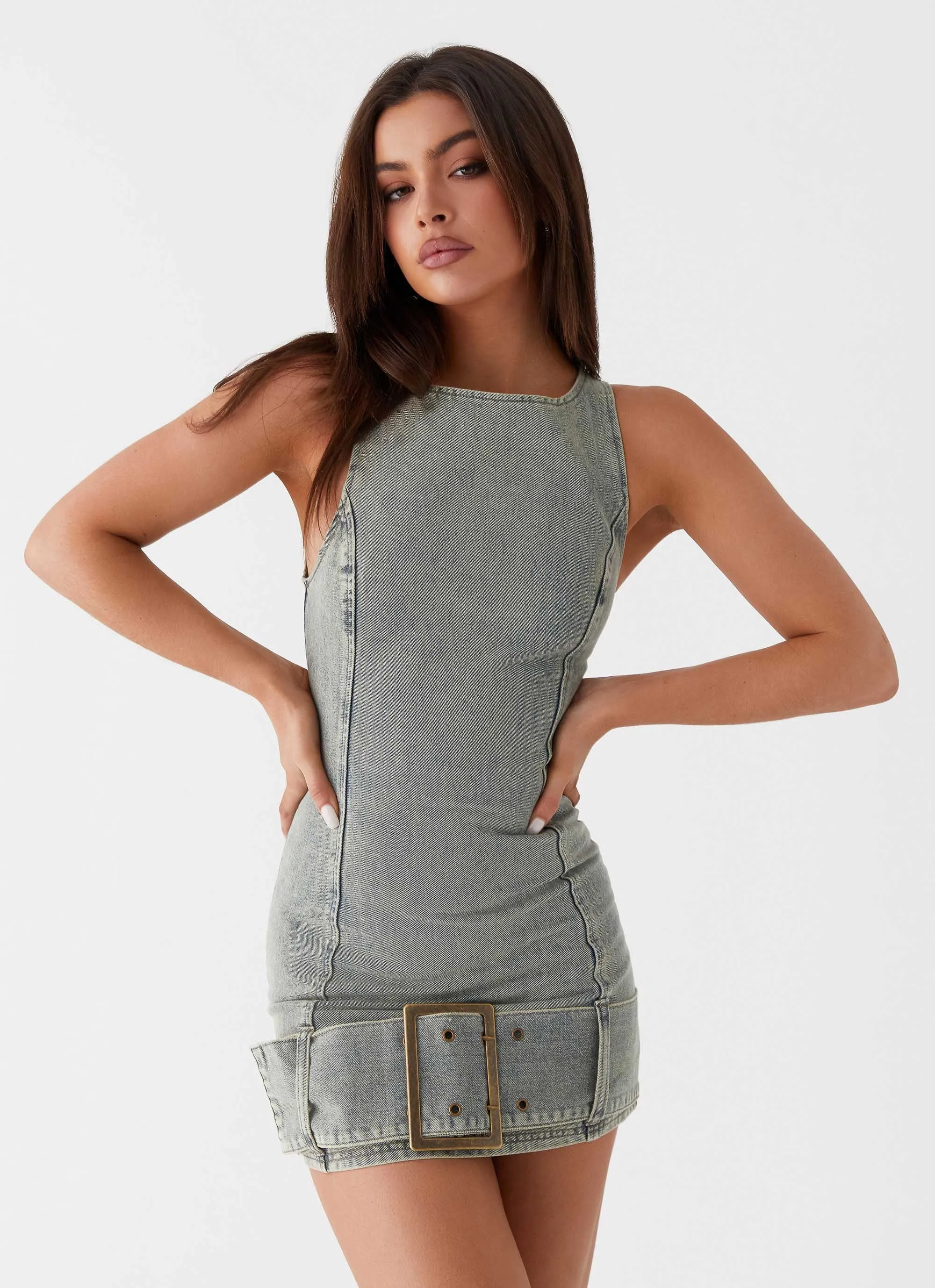 Dark Matter Mini Dress - Washed Denim