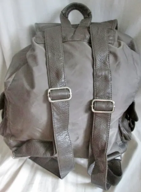 DEUX LUX Faux Leather BACKPACK Shoulder Rucksack Travel Book BAG GRAY Vegan Charcoal