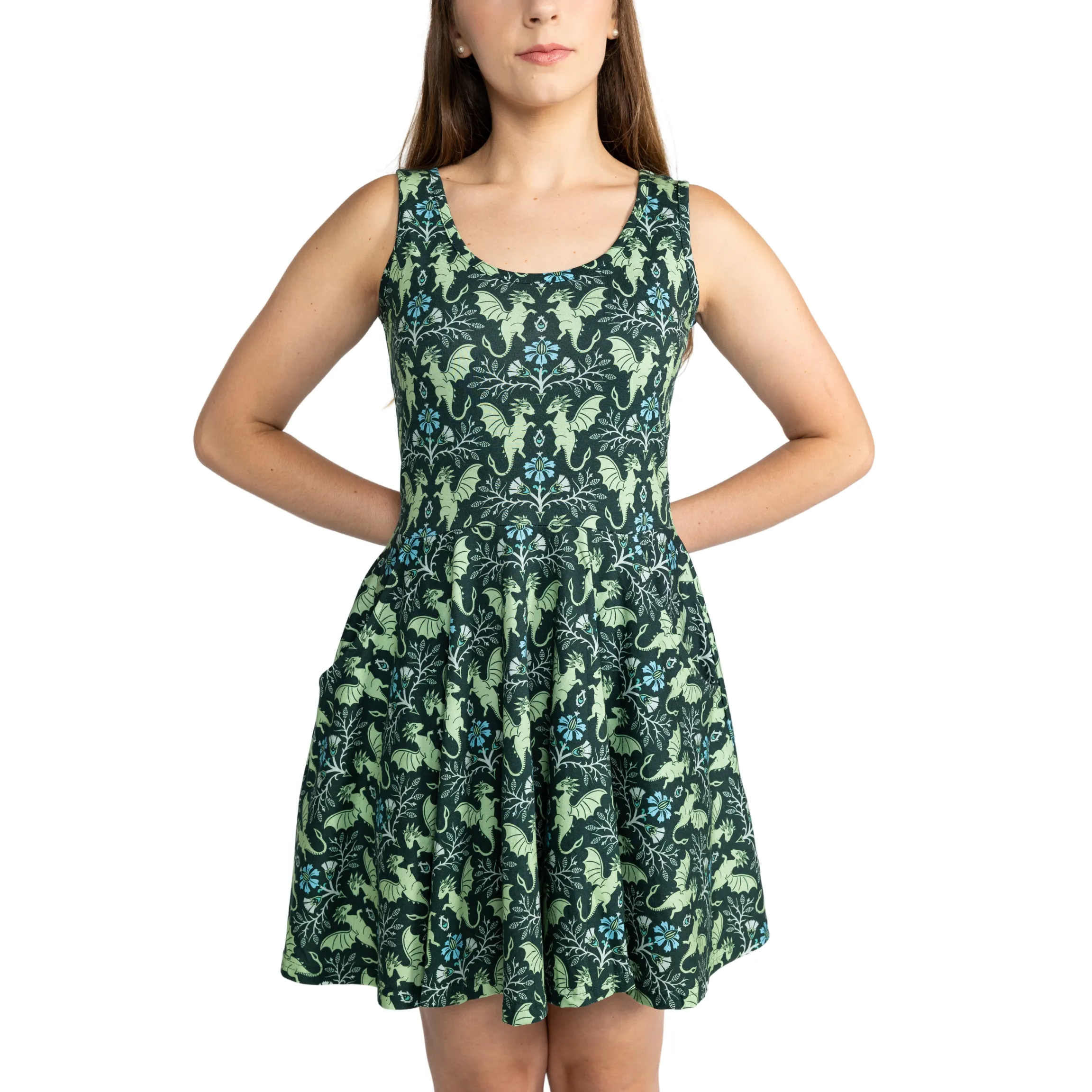 Dragon Damask Skater Dress