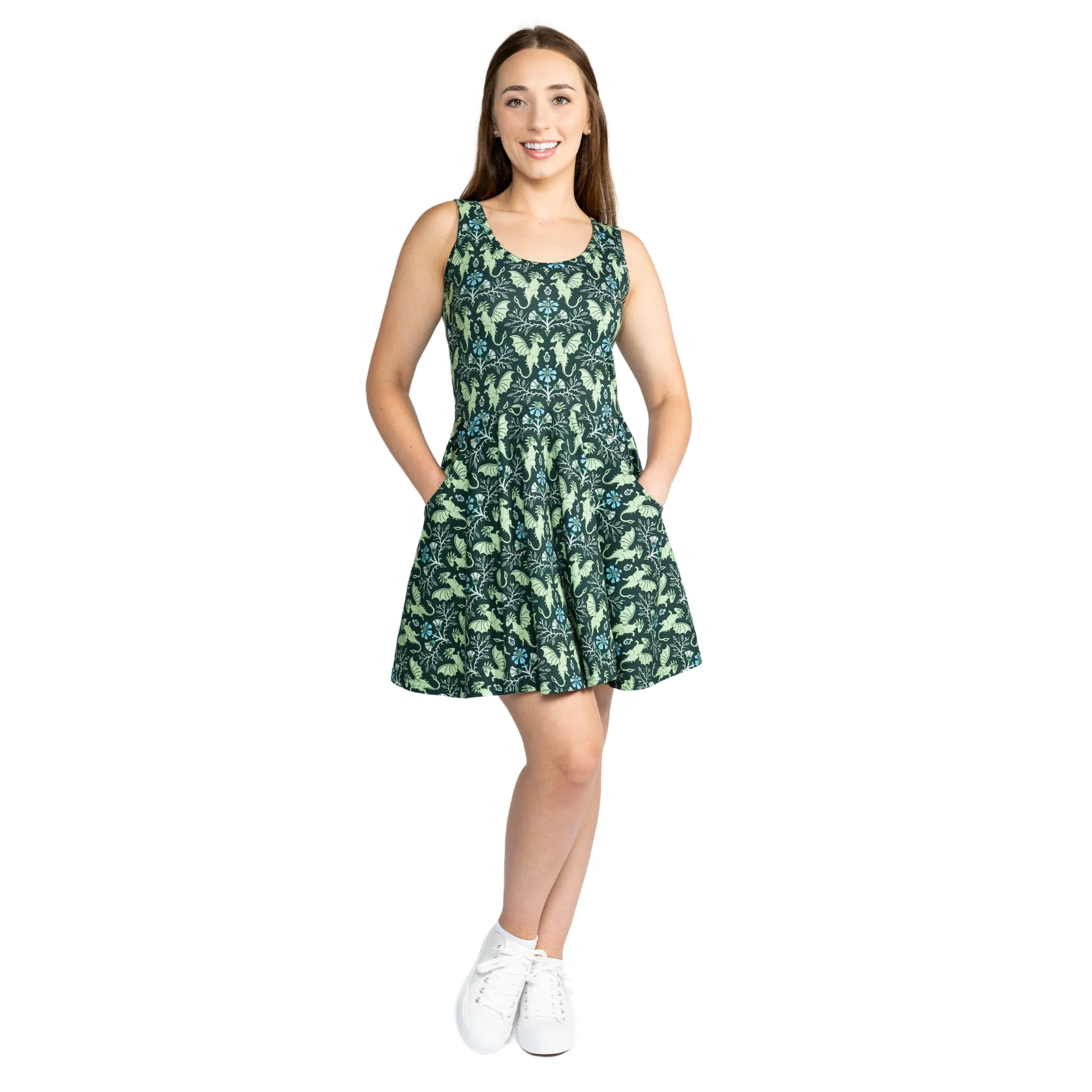 Dragon Damask Skater Dress