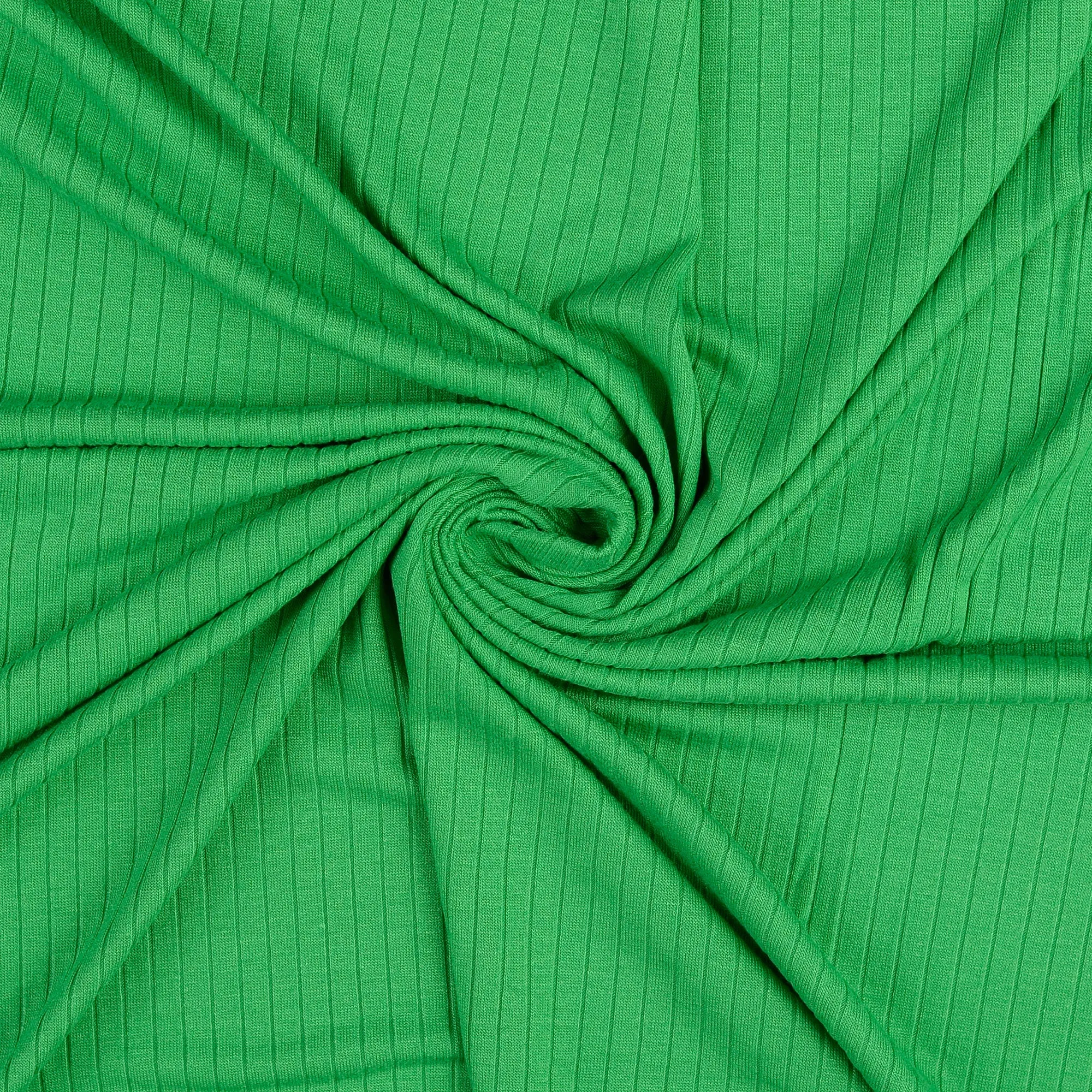 Emerald Green Ribbed Viscose Jersey Fabric