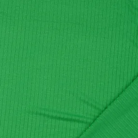 Emerald Green Ribbed Viscose Jersey Fabric