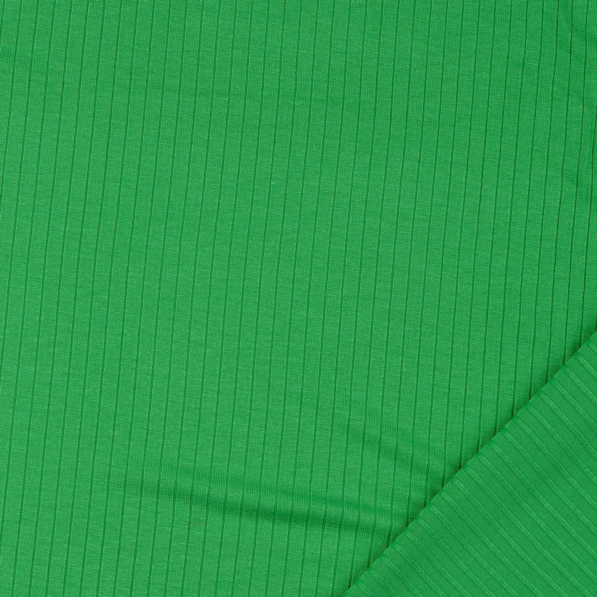 Emerald Green Ribbed Viscose Jersey Fabric