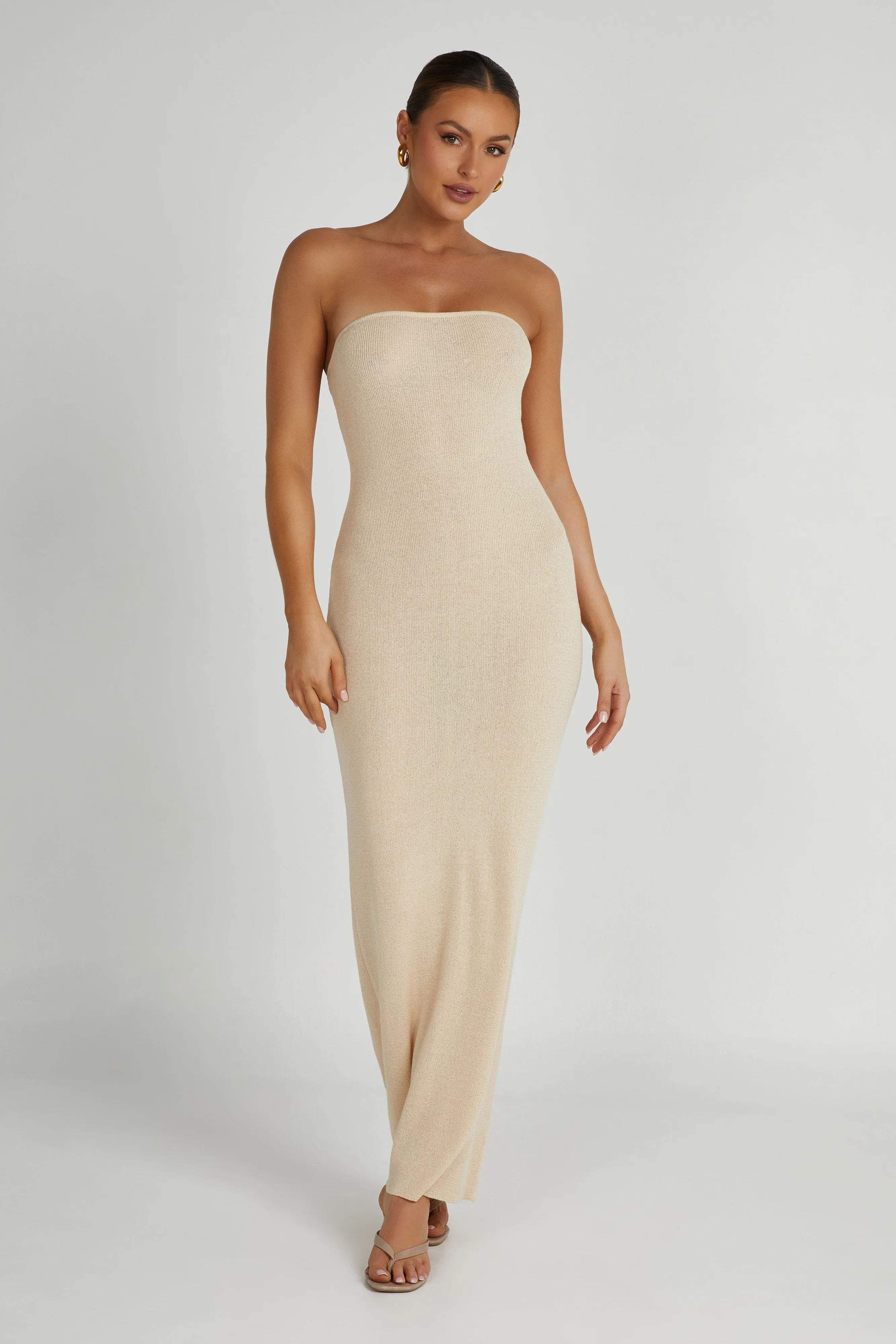 Emmy Strapless Knit Maxi Dress - Wheat