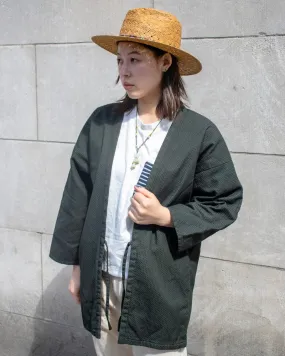 Ennichi Jacket, Hanten, Khaki Green with Sashiko Stitching