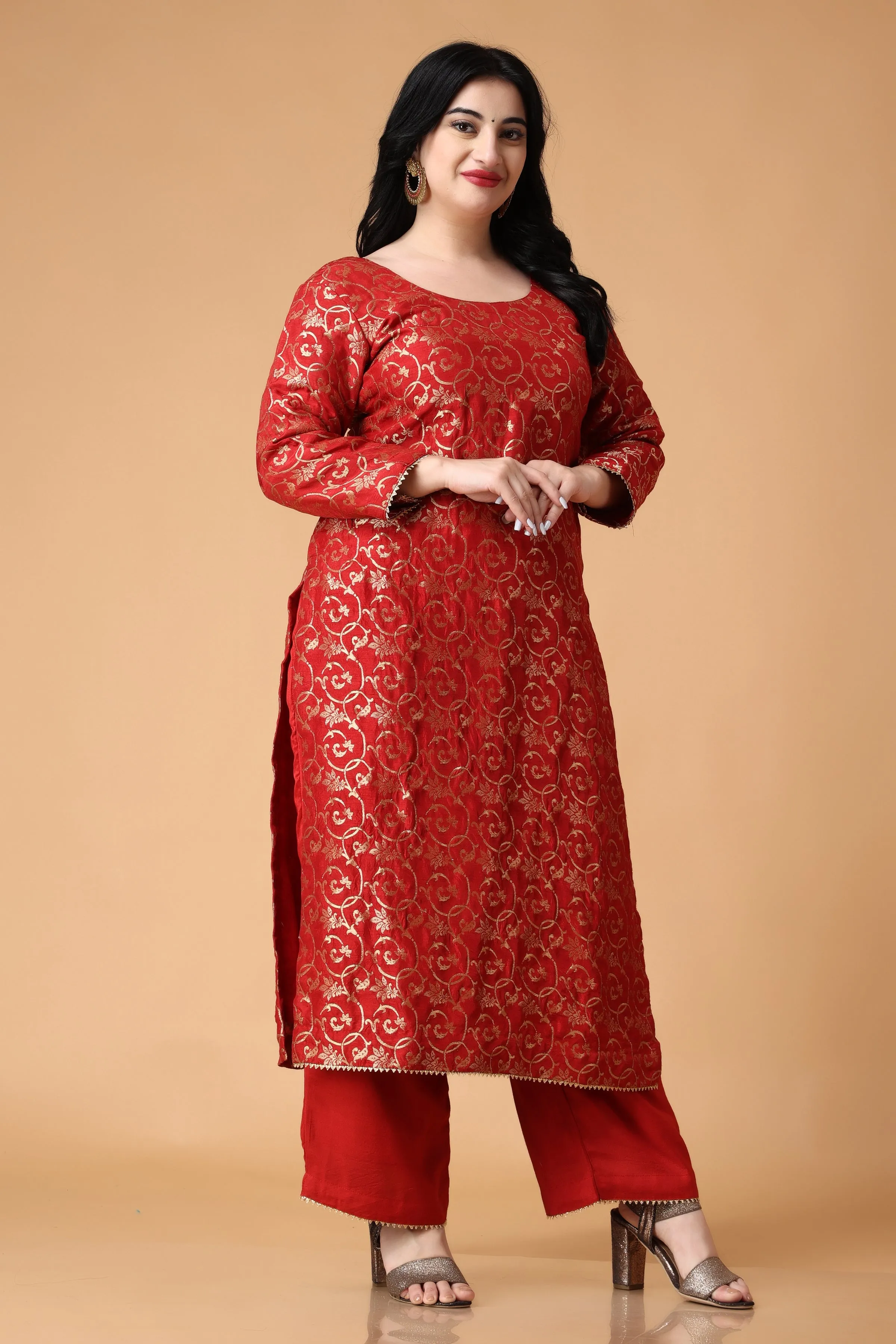 Eternally Red Jacquard Silk Suit