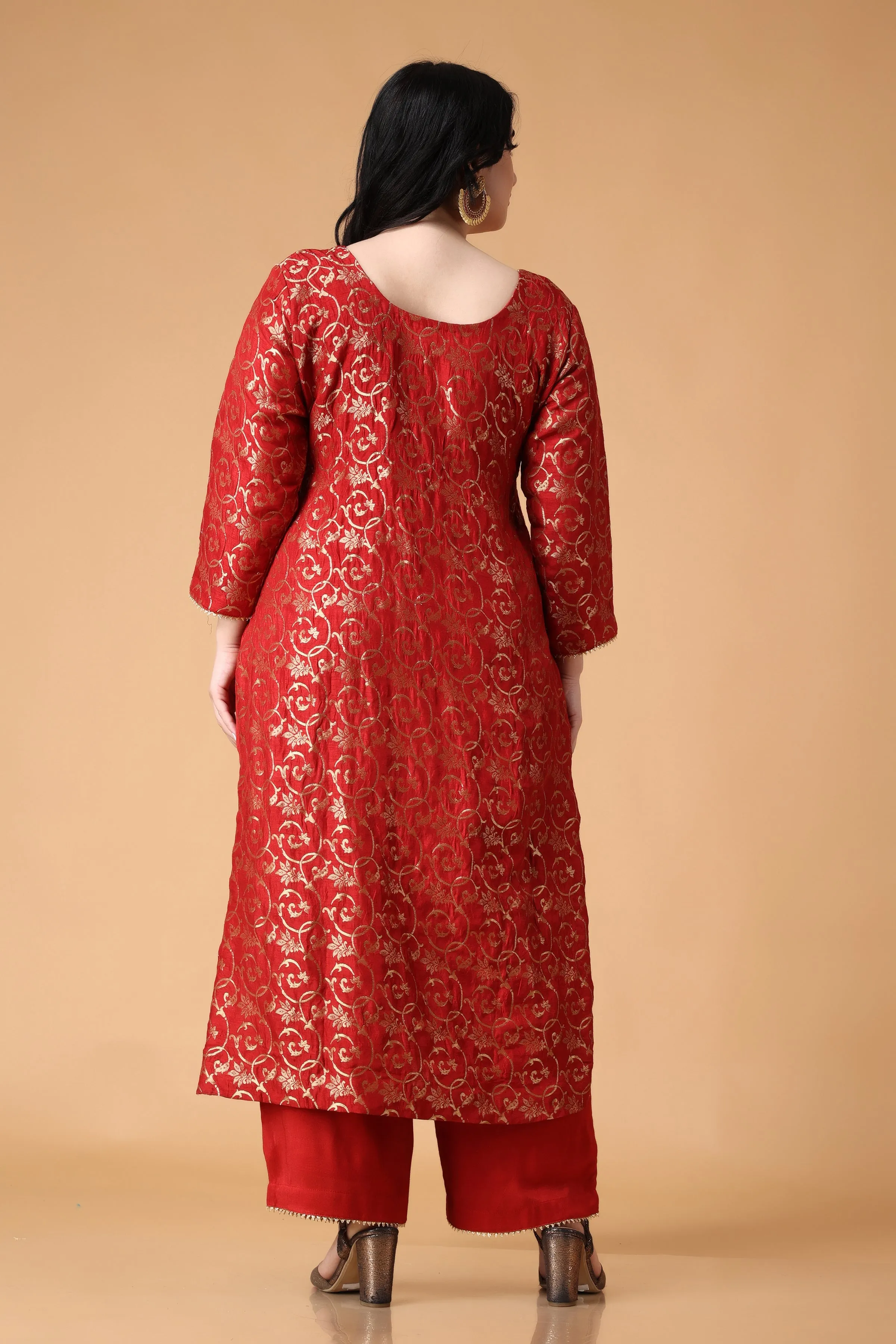 Eternally Red Jacquard Silk Suit