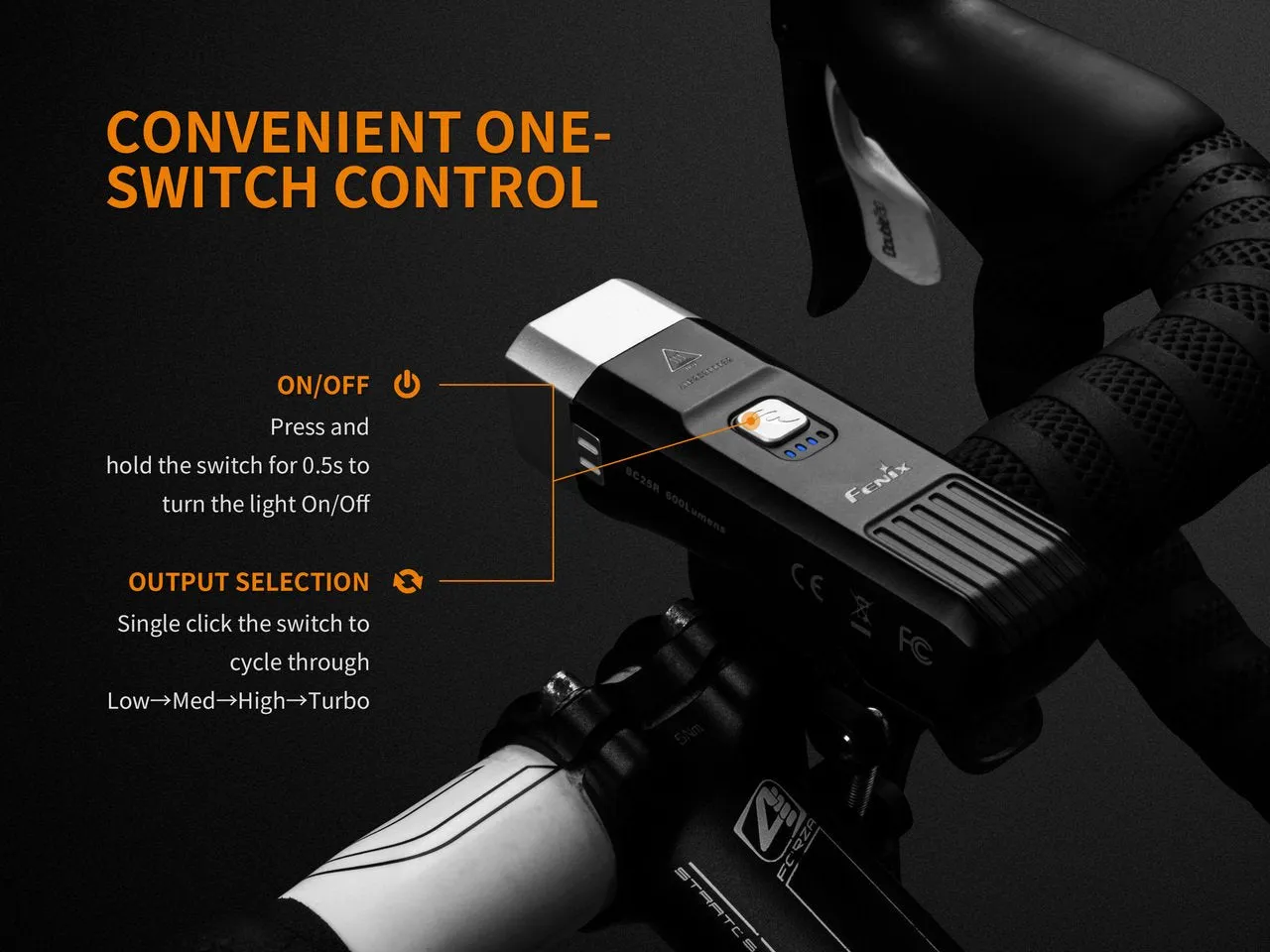 Fenix BC25R USB Rechargable Bicycle Light 600 Lumens