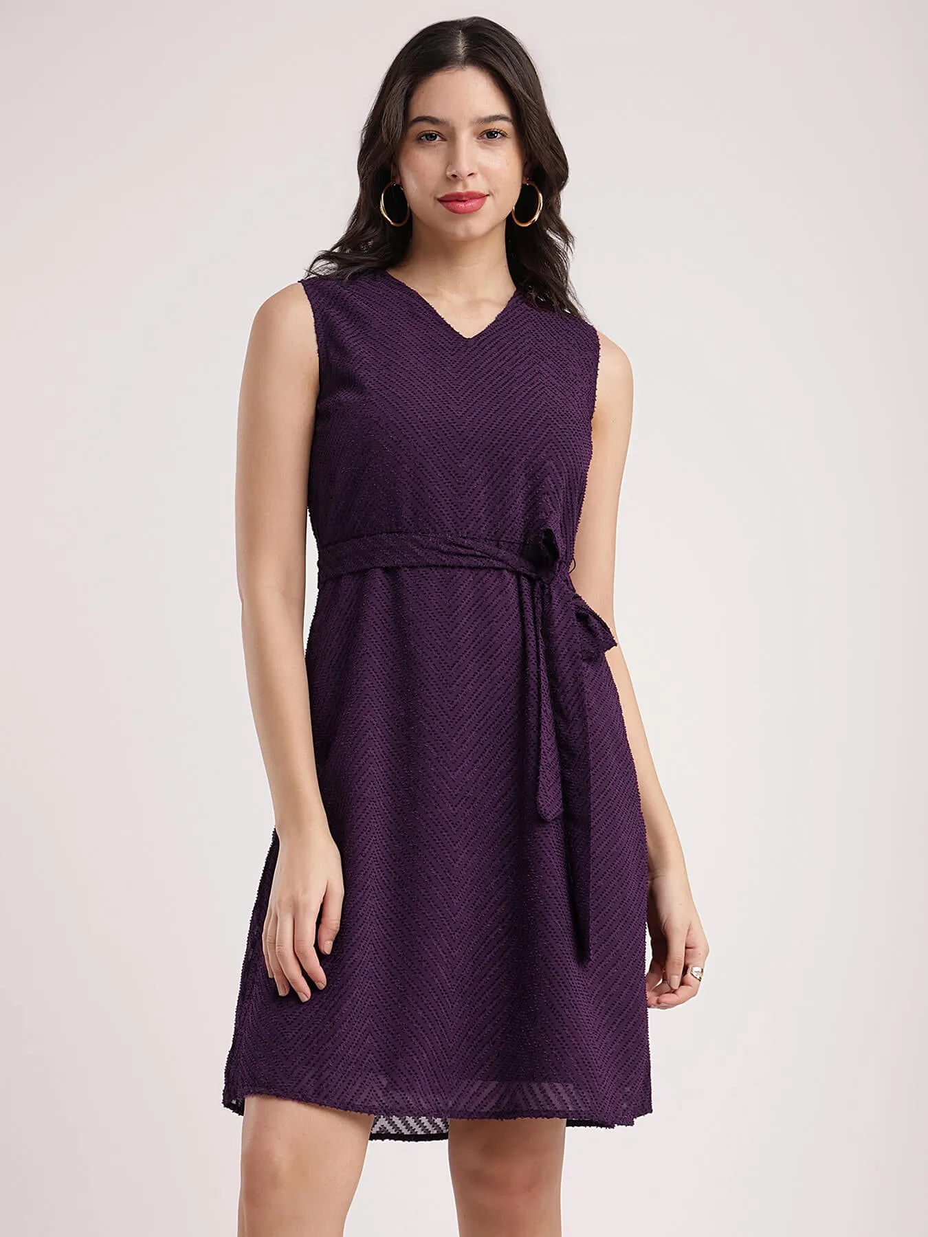 Fit And Flare Dress - Purple