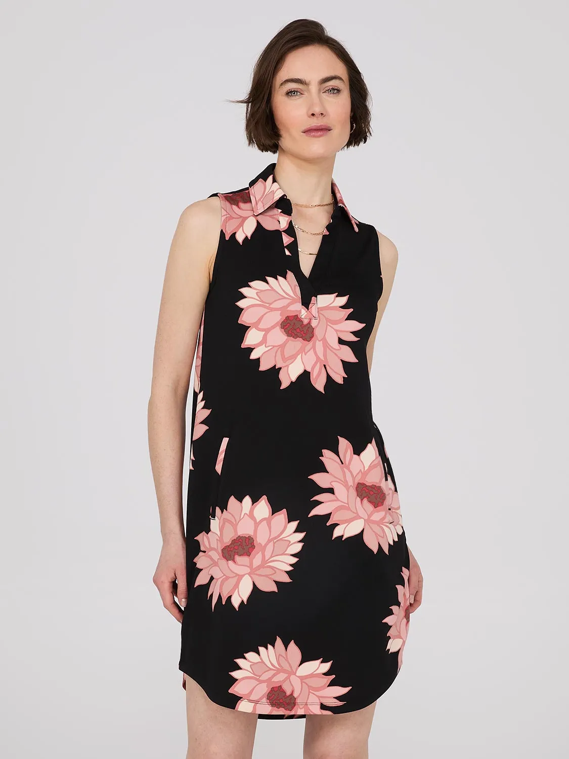 Floral Print Popover Dress With Pockets