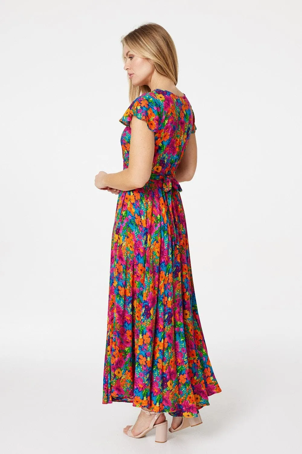 Floral Ruched Front Maxi Dress