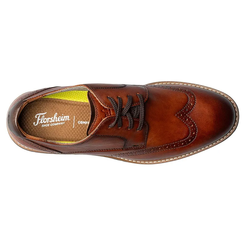 Florsheim Vibe Wingtip Oxford Men’s Casual Cognac Shoes