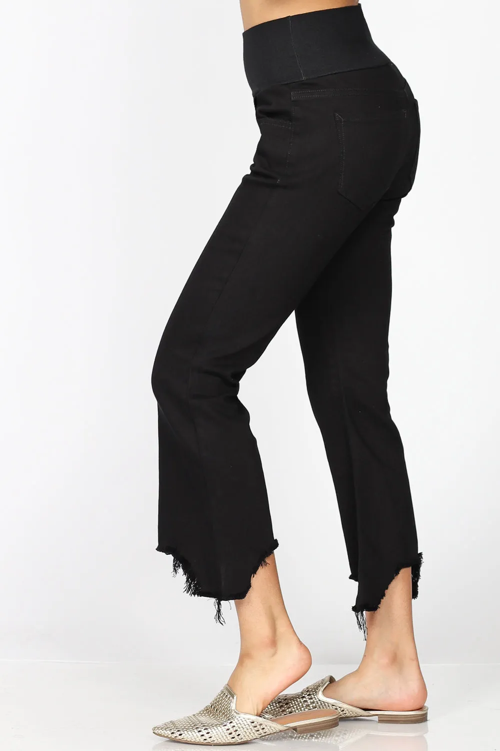 Frayed Wide Leg Crop Jeans