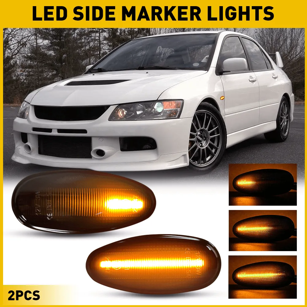 Front Bumper Amber LED Side Marker Light For 2001-2017 Mitsubishi Models