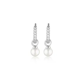 Georgini 925 Sterling Silver Red Carpet Baby Pearl Hoop Earrings