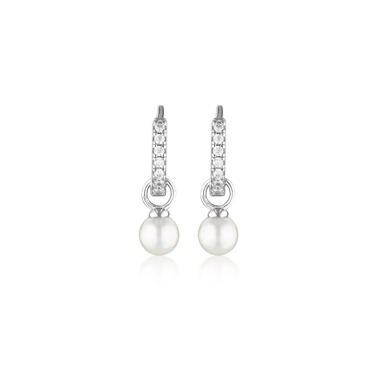 Georgini 925 Sterling Silver Red Carpet Baby Pearl Hoop Earrings