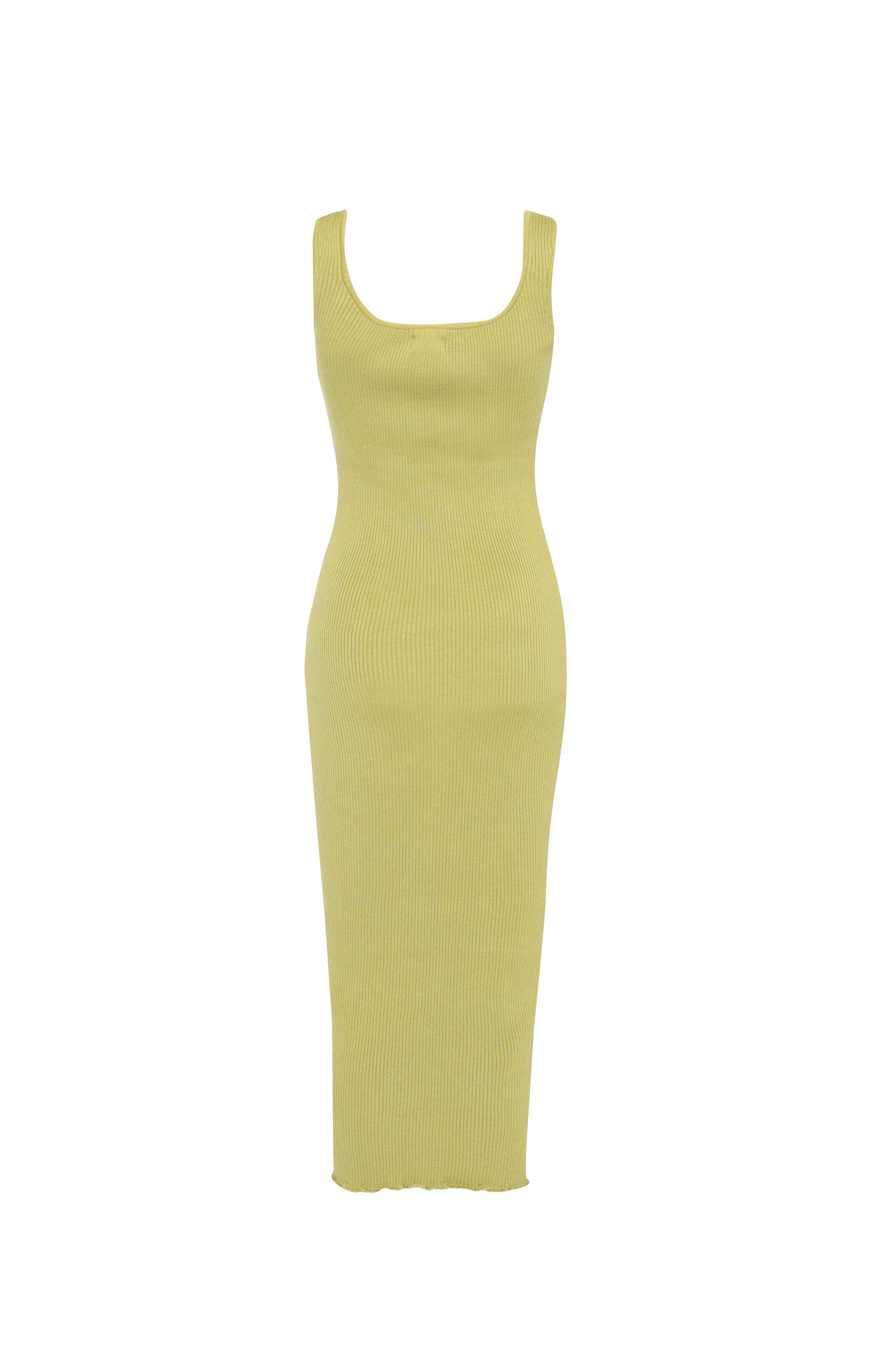 Glamorous Care Olive Knit Square Neck Midi Dress