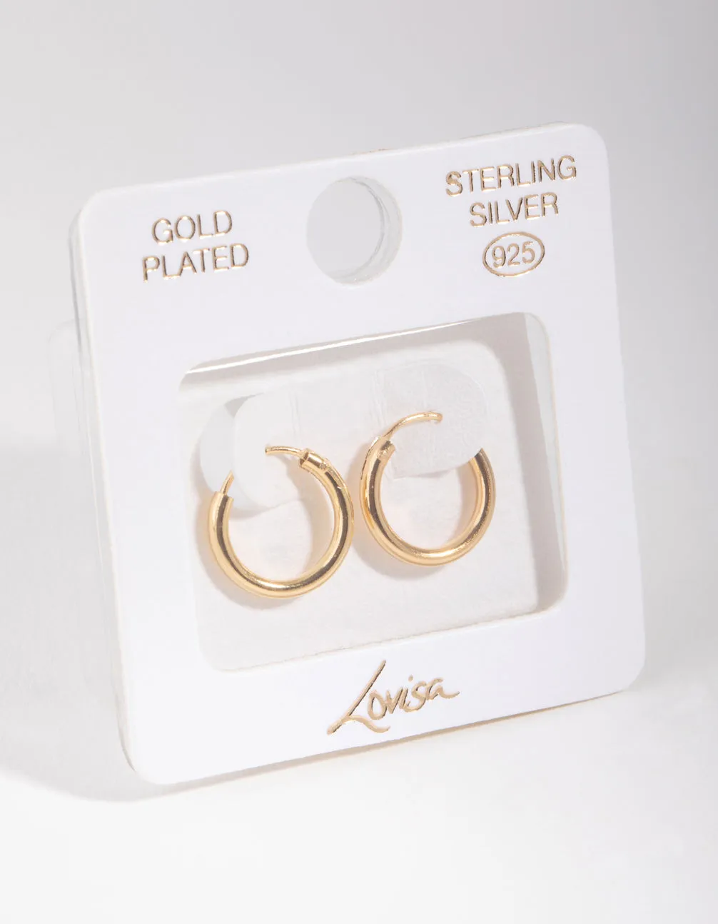 Gold Plated Sterling Silver 15x2MM Hoop Earrings