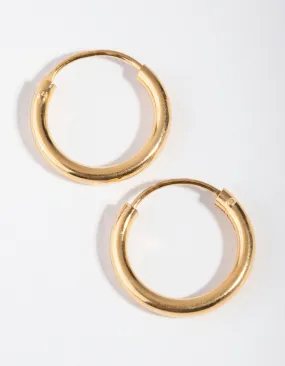 Gold Plated Sterling Silver 15x2MM Hoop Earrings