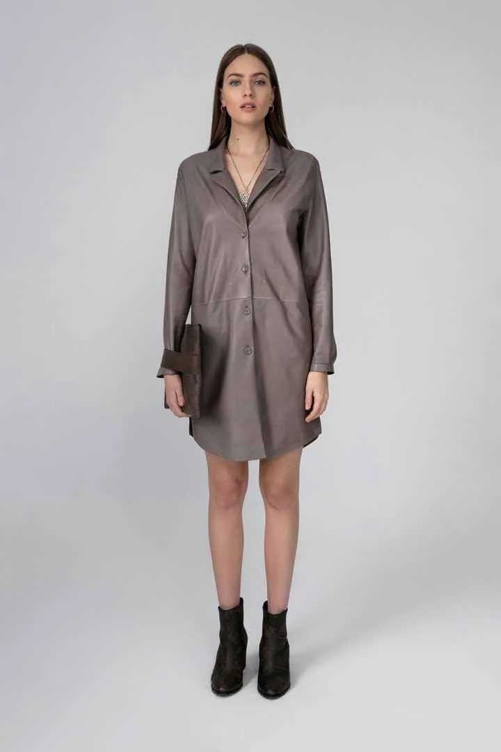 Grey Leather Coat