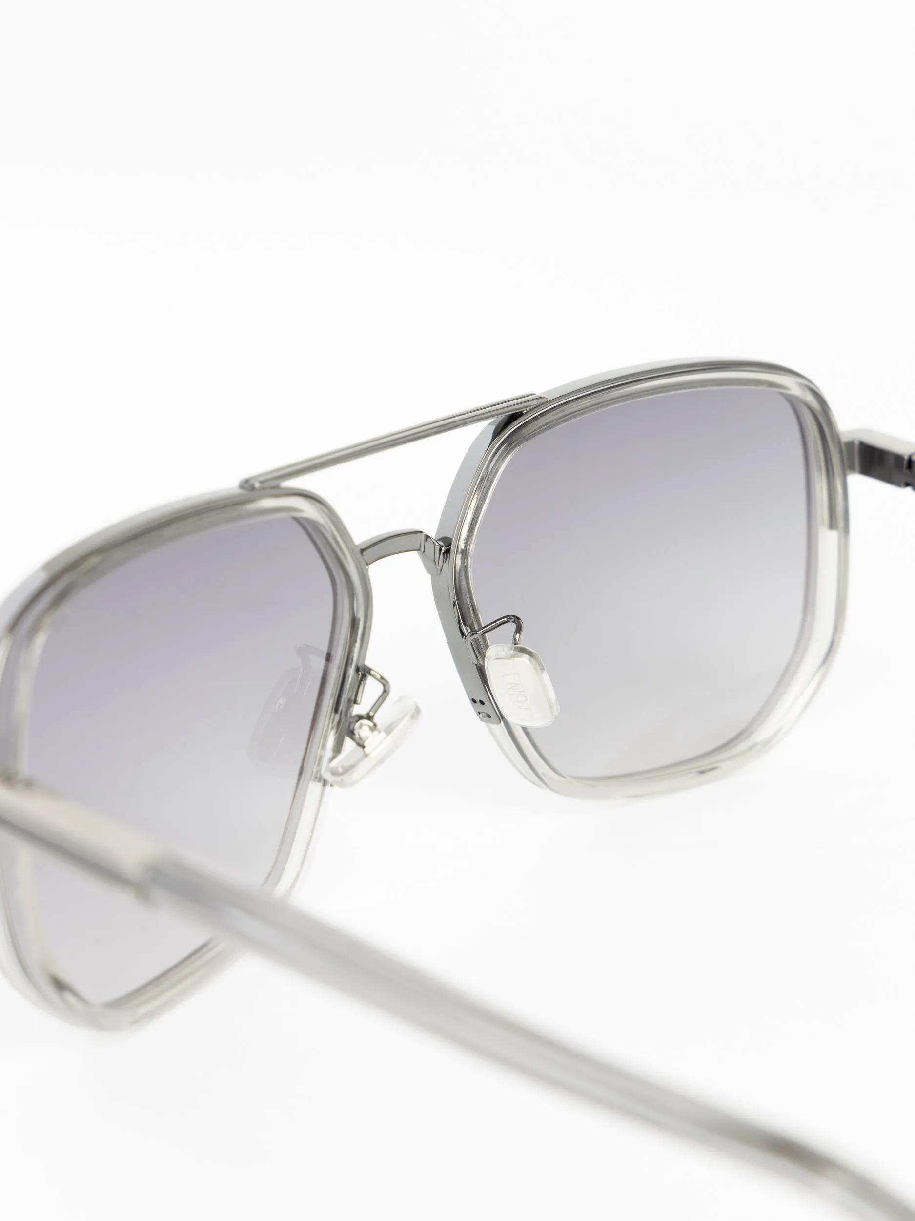 Grey Mirrored Navigator Metal Sunglasses