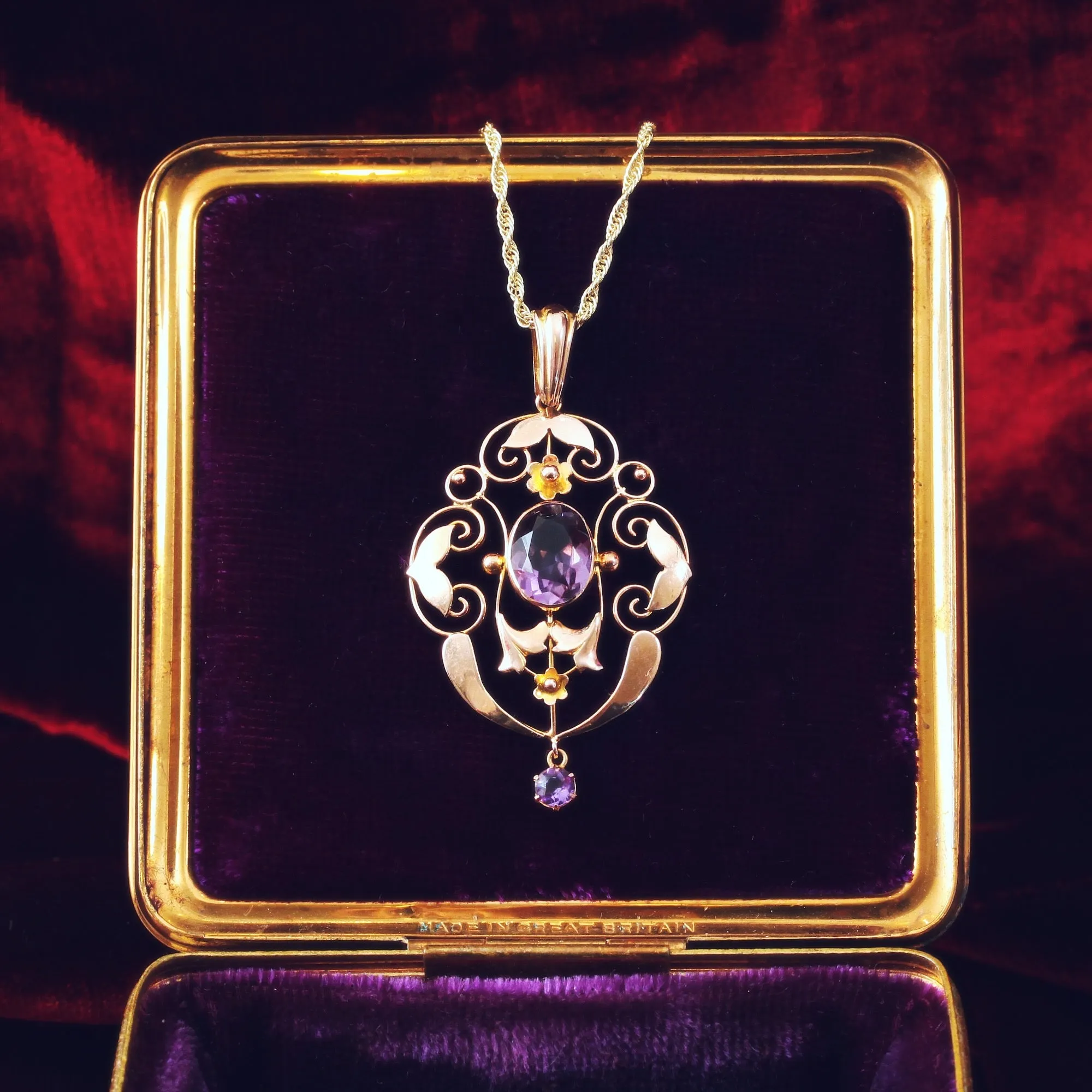 Harmonious Antique Edwardian Amethyst Pendant