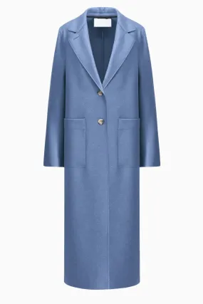 Harris Wharf Long Boxy Pressed Wool Coat - Denim Blue