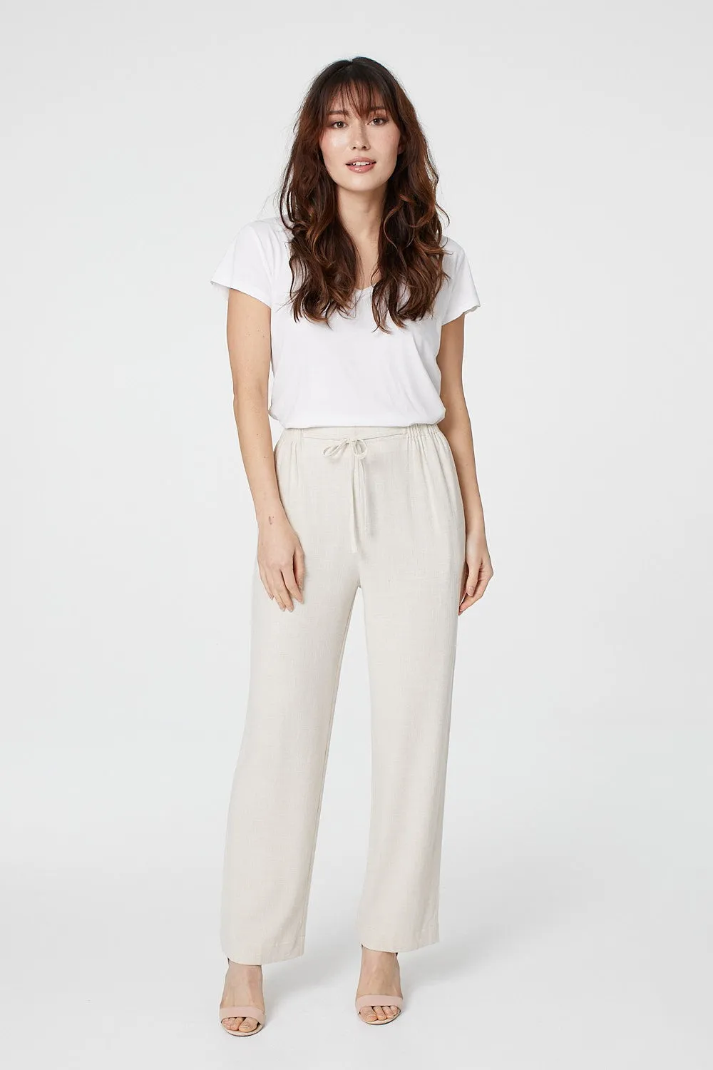 High Waist Wide Drawstring Trousers