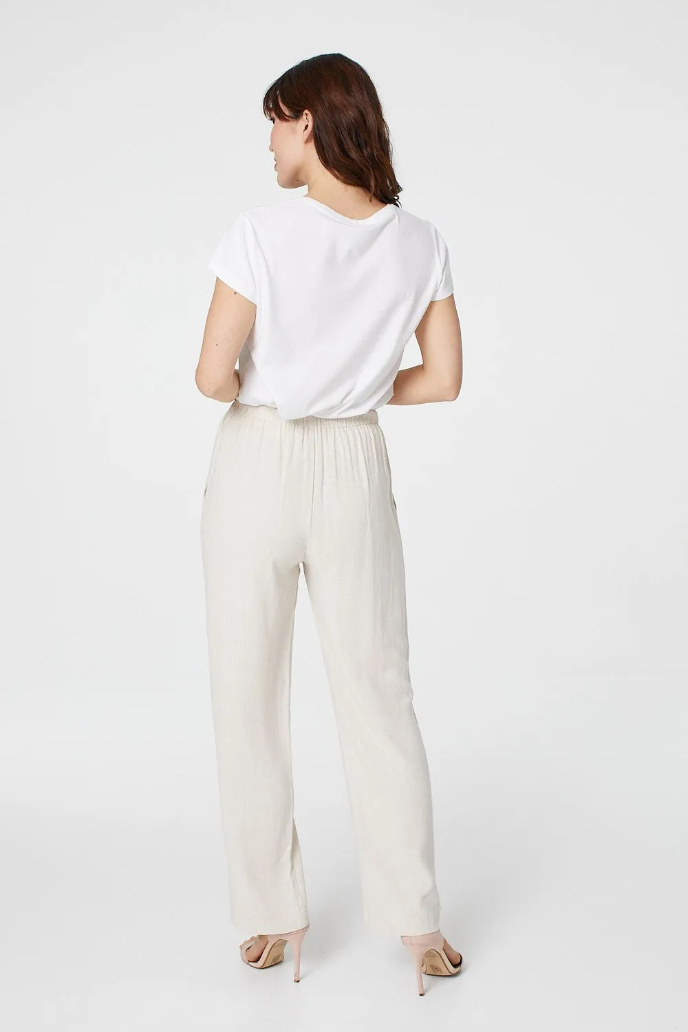 High Waist Wide Drawstring Trousers