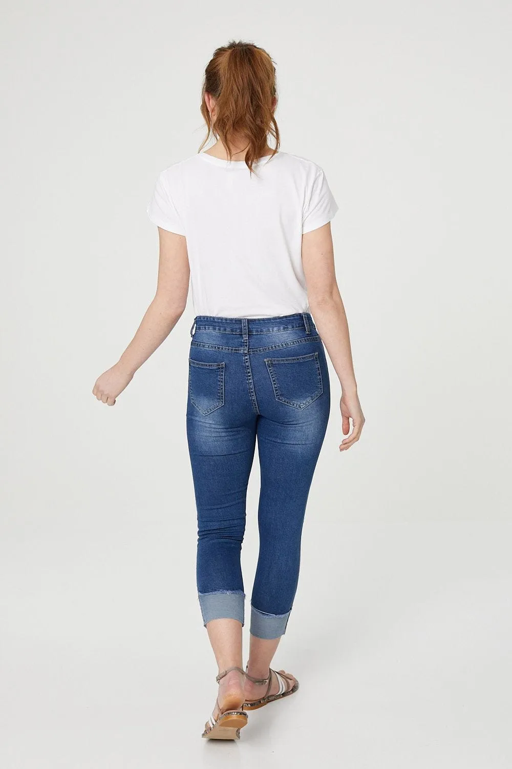 High Waisted Cropped Skinny Jeans